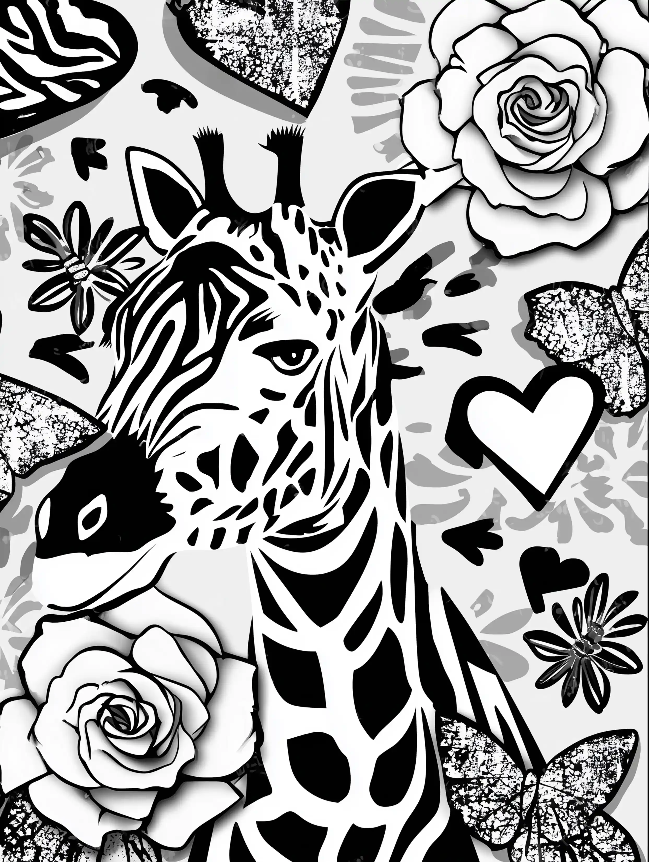 Free printable zoo coloring sheet featuring a horned giraffe